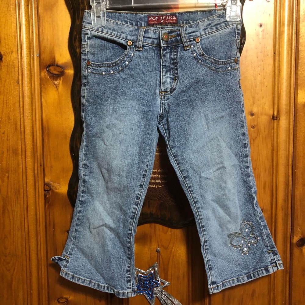 Girls Pop Jean Capris with embellishments